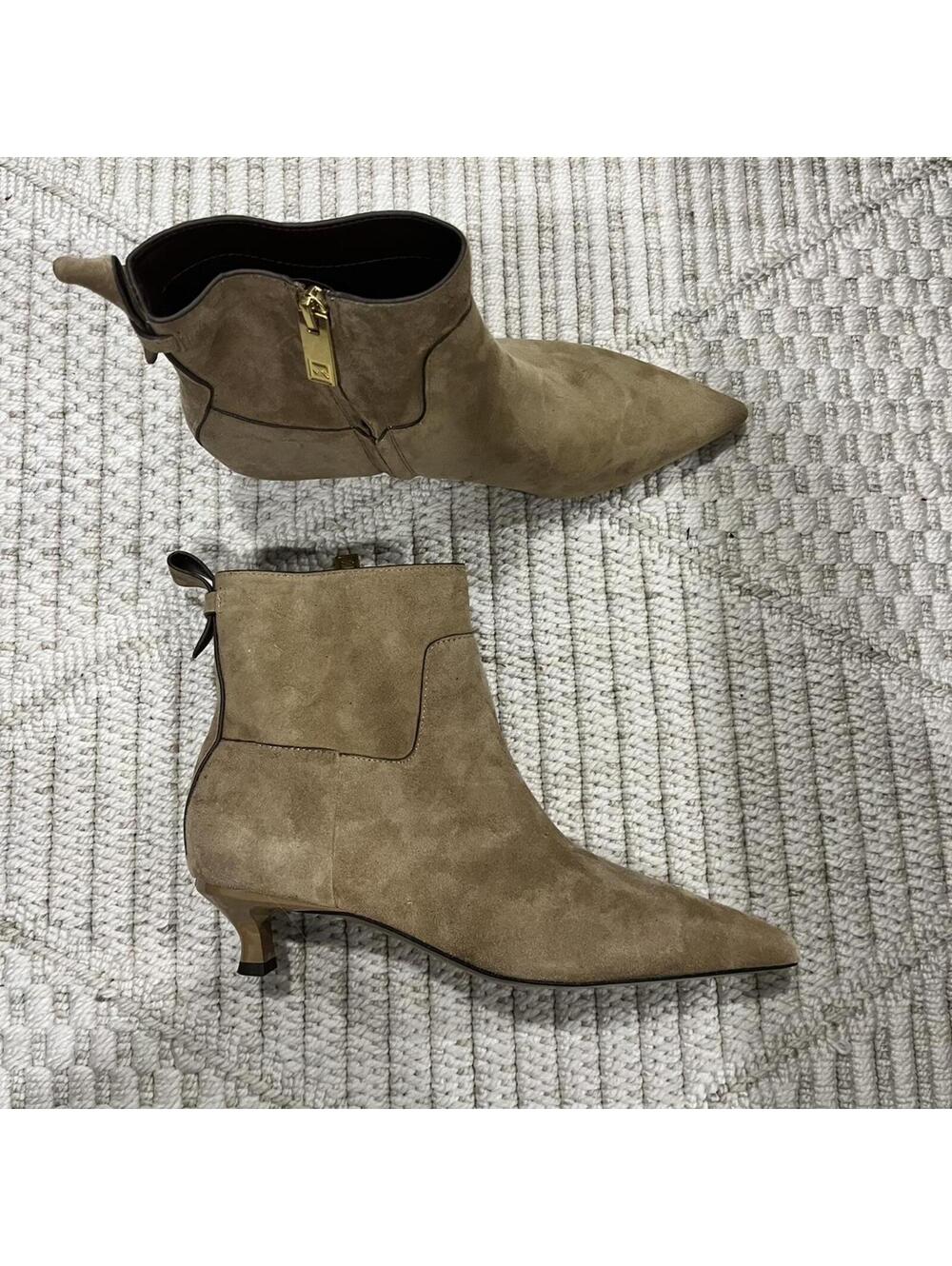 Franco Sarto Mala Dress Ankle Booties in Taupe Leather
